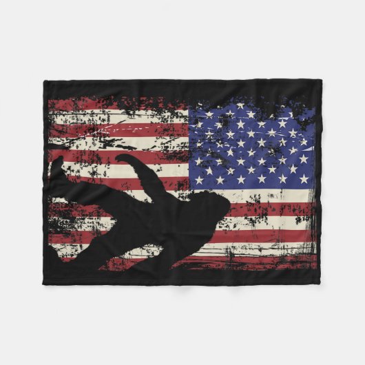Bigfoot American Flag 4 juli patriottisch Fleece Deken (Voorkant (Horizontaal))
