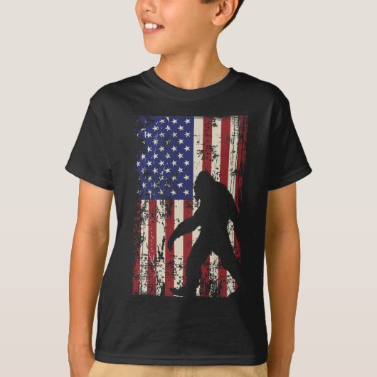 Bigfoot American Flag 4 juli patriottisch T-shirt (Voorkant)