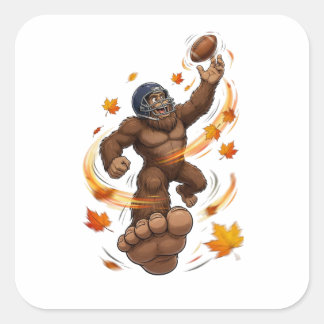 Bigfoot American Football T-shirt Grappige Sasquat Vierkante Sticker