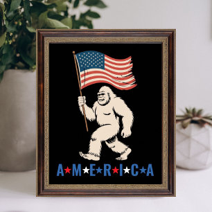 Bigfoot Amerika Patriotisch Grappig Sasquatch USA  Poster