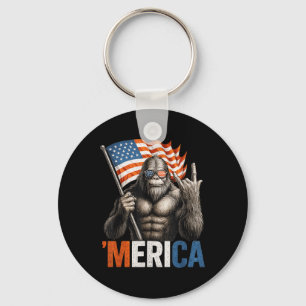 Bigfoot Amerika Patriotische Sasquatch Rockende Am Sleutelhanger