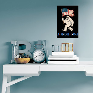 Bigfoot Amerika Patriottisch Grappig Sasquatch VS  Poster