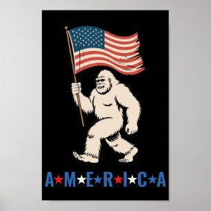 Bigfoot Amerika Patriottisch Grappig Sasquatch VS  Poster