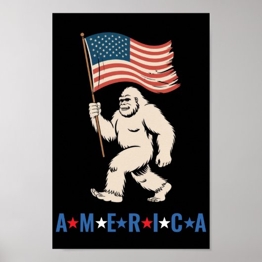 Bigfoot Amerika Patriottisch Grappig Sasquatch VS  Poster (Voorkant)