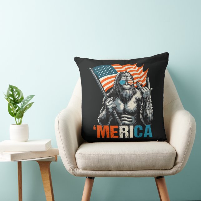 Bigfoot Amerika Rock Amerikaanse Vlag Kussen (Stoel)