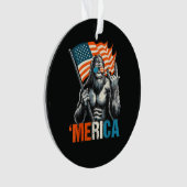 Bigfoot Amerika Rock Amerikaanse Vlag Ornament (voorkant)