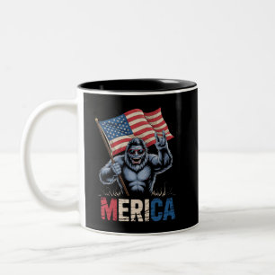 Bigfoot Amerika Rock Amerikaanse Vlag Patriottisch Tweekleurige Koffiemok
