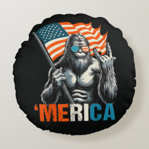 Bigfoot Amerika Rock Amerikaanse Vlag Rond Kussen