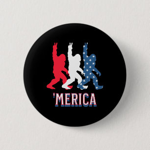 Bigfoot Amerika Rood Wit Blauw Vredesteken 4e van  Ronde Button 5,7 Cm