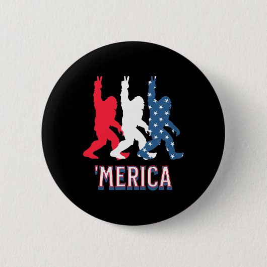 Bigfoot Amerika Rood Wit Blauw Vredesteken 4e van  Ronde Button 5,7 Cm (Voorkant)