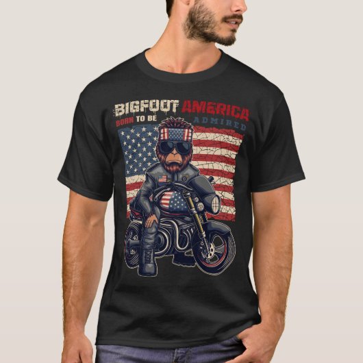 Bigfoot Amerikaanse vlag 4 juli vieringen T-shirt (Voorkant)