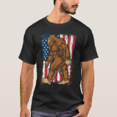 Bigfoot Amerikaanse vlag 4th of juli T shirt Manne (Voorkant)