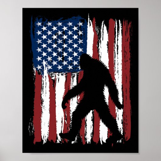 Bigfoot Amerikaanse vlag grappig 4 juli Patriottis Poster (Voorkant)
