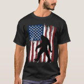Bigfoot Amerikaanse vlag grappig 4 juli Patriottis T-shirt (Voorkant)