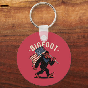 Bigfoot Amerikaanse Vlag Patriottisch Retro 4 juli Sleutelhanger