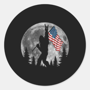 Bigfoot Amerikaanse vlag Sasquatch Patriottische 4 Ronde Sticker