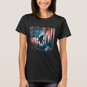Bigfoot Amerikaanse vlag Sasquatch Patriottische 4 T-shirt