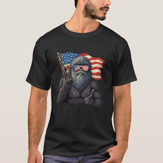 Bigfoot Amerikaanse Vlag T-shirt (Voorkant)