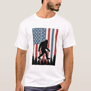 Bigfoot Amerikaanse Vlag Vintage Vector T-shirt On