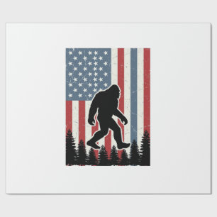 Bigfoot Amerikaanse Vlag Vintage Vector T-shirt On Cadeaupapier