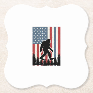 Bigfoot Amerikaanse Vlag Vintage Vector T-shirt On Kartonnen Onderzetters