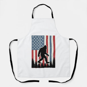 Bigfoot Amerikaanse Vlag Vintage Vector T-shirt On Schort