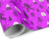 Bigfoot and Jackalope in de Bossen Pattern Paars Cadeaupapier (Rol Hoek)