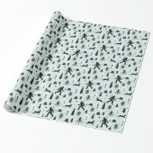 Bigfoot and Jackalope in the Bossen Pattern Blue Cadeaupapier (Uitgerold)