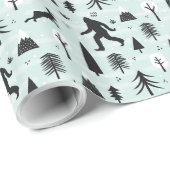 Bigfoot and Jackalope in the Bossen Pattern Blue Cadeaupapier (Rol Hoek)