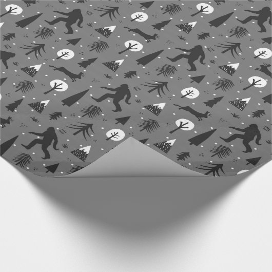 Bigfoot and Jackalope in the Bossen Pattern Grey Cadeaupapier (Hoek)