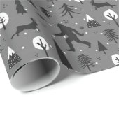 Bigfoot and Jackalope in the Bossen Pattern Grey Cadeaupapier (Rol Hoek)