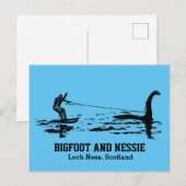Bigfoot and Nessie Loch Ness Personalized Text Briefkaart (Voorkant / Achterkant)