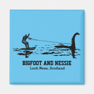 Bigfoot and Nessie Loch Ness Personalized Text Magneet