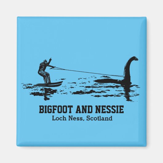 Bigfoot and Nessie Loch Ness Personalized Text Magneet (Voorkant)