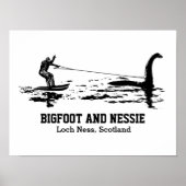 Bigfoot and Nessie Loch Ness Personalized Text Poster (Voorkant)