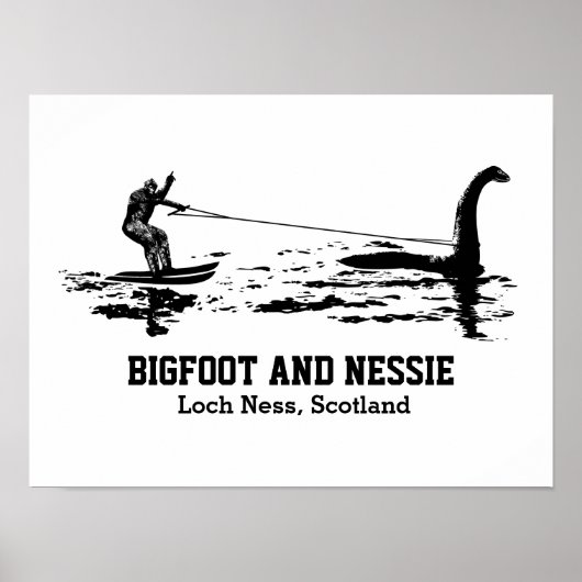 Bigfoot and Nessie Loch Ness Personalized Text Poster (Voorkant)