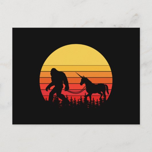 Bigfoot and Unicorn in one Retro Design Briefkaart (Voorkant)