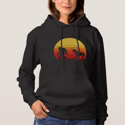 Bigfoot and Unicorn in one Retro Design Hoodie (Voorkant)