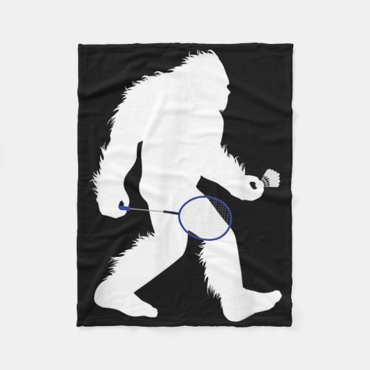 Bigfoot Badminton Player Sasquatch Shuttle Fleece Deken (Voorkant)