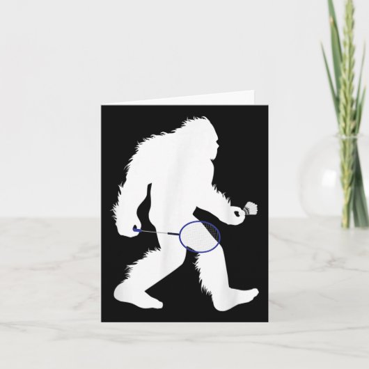 Bigfoot Badminton Player Sasquatch Shuttle Kaart (Voorkant)