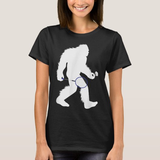 Bigfoot Badminton Player Sasquatch Shuttle T-shirt (Voorkant)