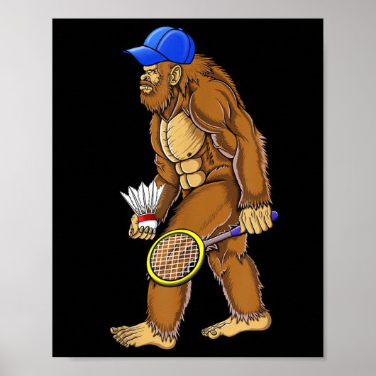 Bigfoot Badminton Shuttle Art Sports Poster (Voorkant)