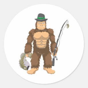 Bigfoot Bass Vist Sasquatch Visser Ronde Sticker