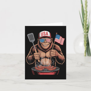 Bigfoot BBQ 4 juli Grappige Patriottische Sasquatc Kaart