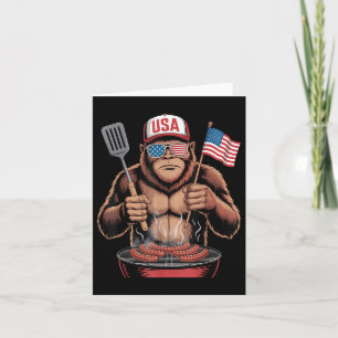 Bigfoot BBQ 4 juli Grappige Patriottische Sasquatc Kaart