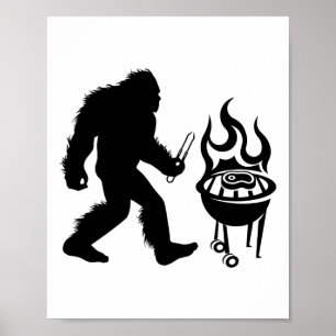 Bigfoot BBQ Grill Sasquatch Byrbecue Poster