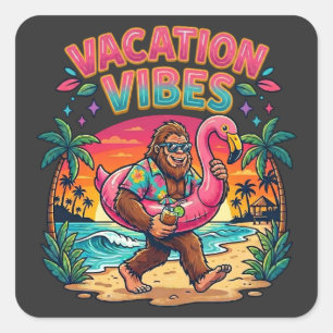 Bigfoot Beach Paradijs Vakantie Sfeer Zomer Vierkante Sticker