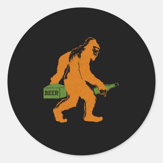 Bigfoot Beer Sasquatch Yeti Beer Lover Beer Bottle Ronde Sticker (Voorkant)