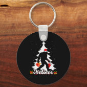 Bigfoot Believe Christmas Tree Funny Santa Sasquat Sleutelhanger (Voorkant)