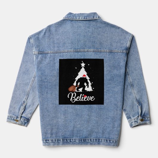 Bigfoot Believe kerstShirt Denim Jacket (Achterkant)